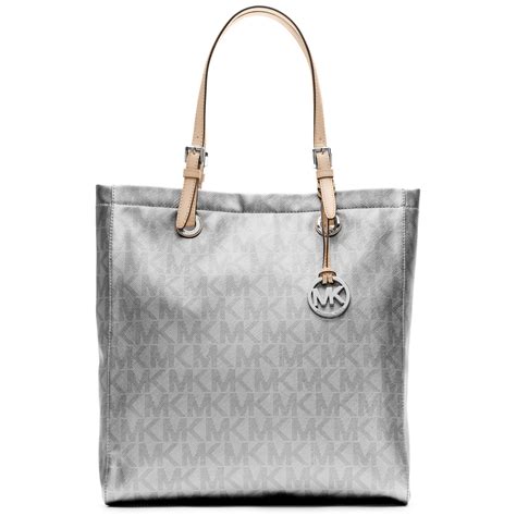 michael kors silver small purse|Michael Kors silver tote bag.